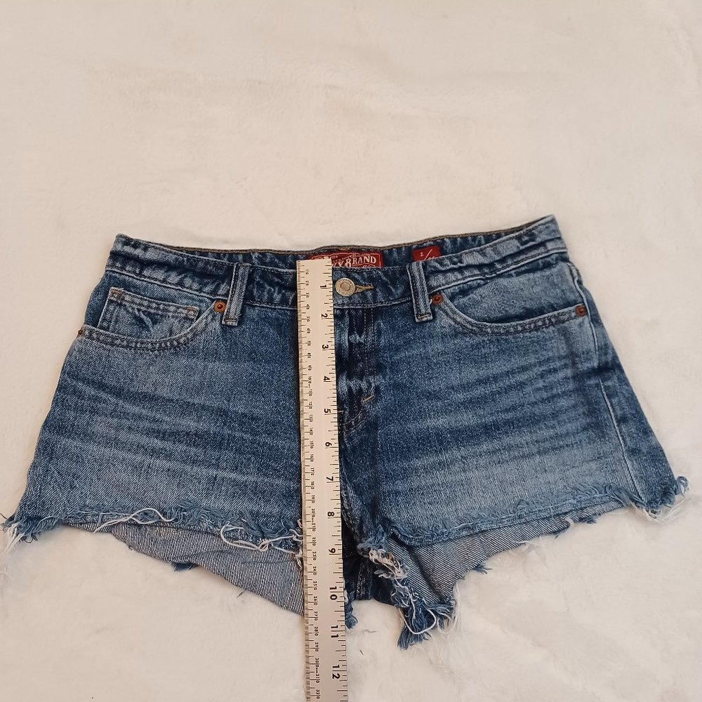 Lucky Brand Jean Shorts Women 2/26 The Cut Off Frayed Hem Blue